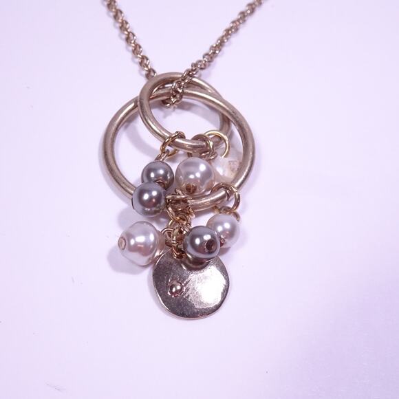 Ann Taylor LOFT Women's Antique Gold Interlocking Ring Bead Disc Necklace NWT 34 - Picture 5 of 8